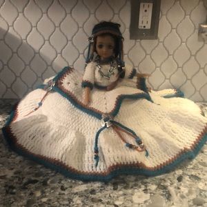Handmade crocheted native American doll dress